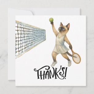 Tennisspieler auf dem Platz für Katzenliebhaber Dankeskarte
