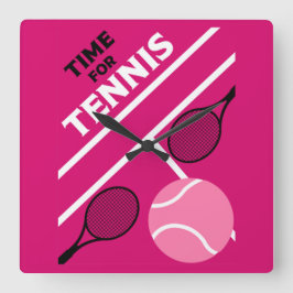 Tennisspieler auf Rasen Quadratische Wanduhr