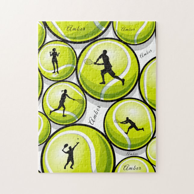 Tennisspieler & Ball Name Muster Klassische Sporta (Vertikal)