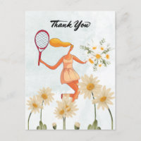 Tennisspieler Danke mit Blume Aquarell