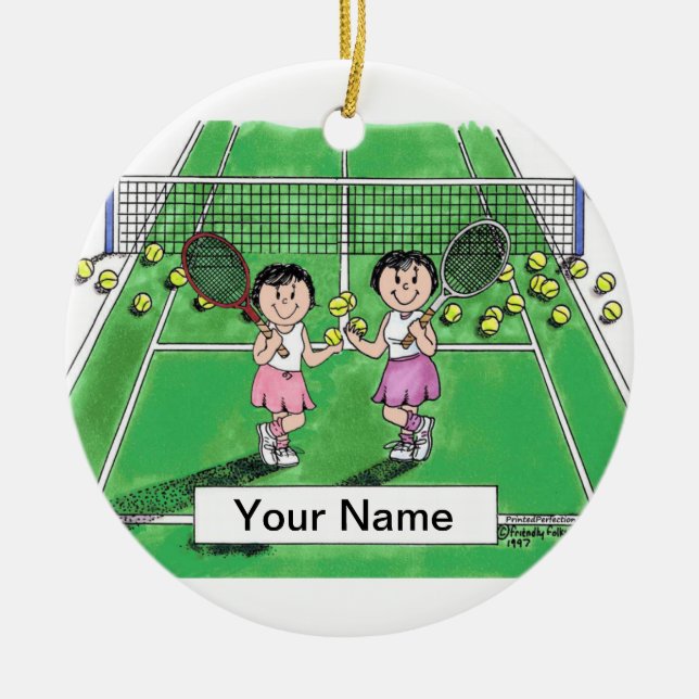 Tennisspieler - Frauen und Frauen Keramik Ornament (Vorne)