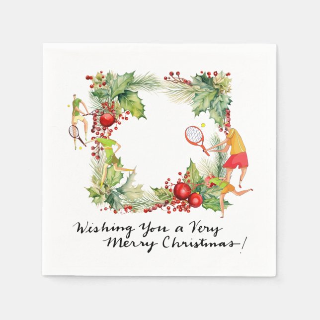 Tennisspieler für das Party zu Weihnachten Serviette (Vorderseite)