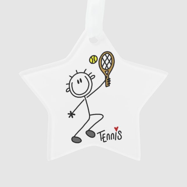 Tennisspieler für männliches Strichmännchen Ornament (Rückseite)