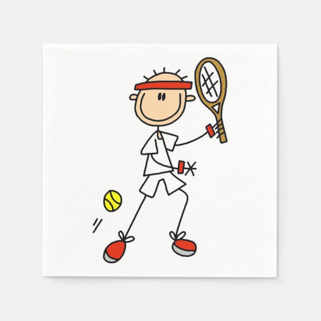 Tennisspieler für männliches Strichmännchen Serviette (Vorderseite)