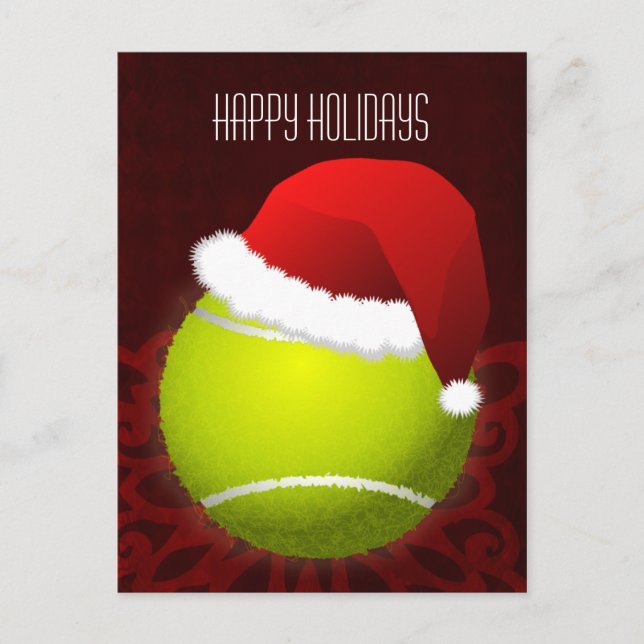 Tennisspieler Holiday Gruß Feiertagspostkarte (Vorderseite)