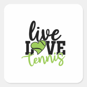 Tennisspieler   Live-Liebe Tennis Quadratischer Aufkleber