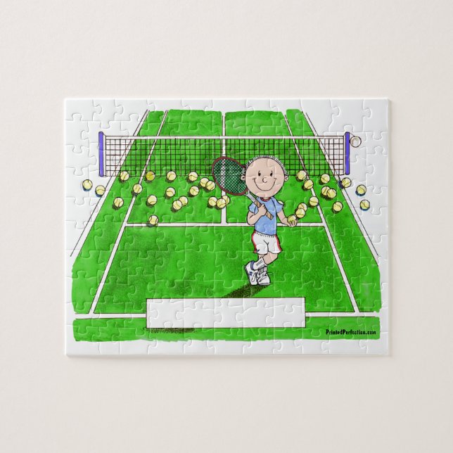 Tennisspieler, Männlich - Personalisierter Cartoon (Horizontal)