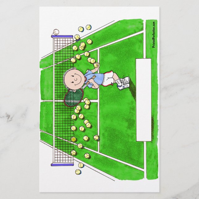 Tennisspieler, Männlich - Personalisierter Cartoon Briefpapier (Vorderseite)