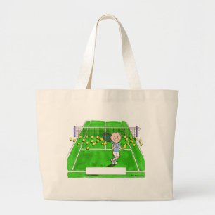 Tennisspieler, Männlich - Personalisierter Cartoon Jumbo Stoffbeutel