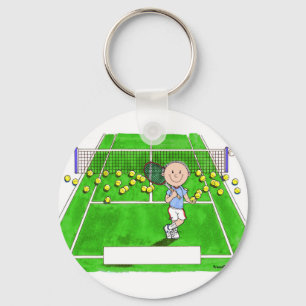 Tennisspieler, Männlich - Personalisierter Cartoon Schlüsselanhänger