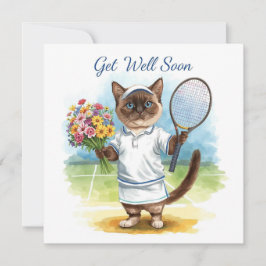 Tennisspieler Mit den Blume in der Hand machen sic Karte