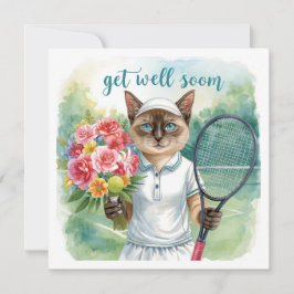Tennisspieler Mit den Blume in der Hand machen sic Karte