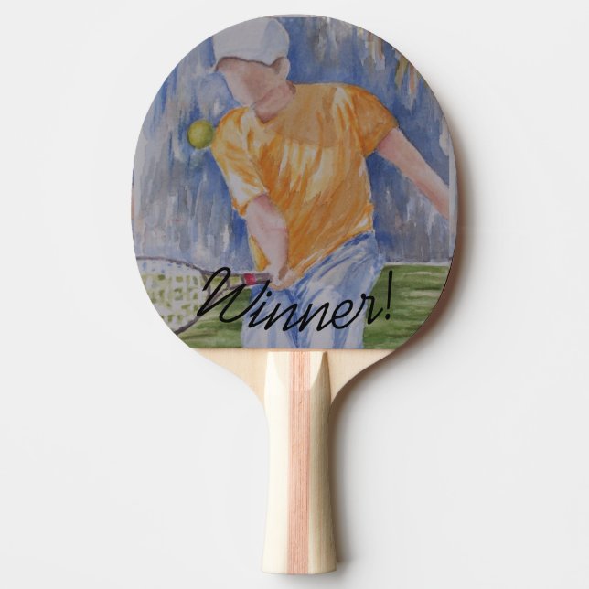 Tennisspieler mit Gewinner Tischtennis Schläger (Vorderseite)