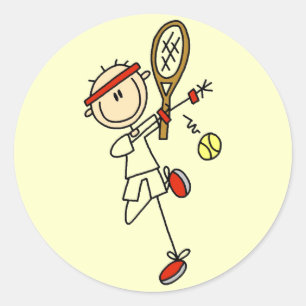Tennisspieler mit Racquet Tshirts und Geschenken Runder Aufkleber