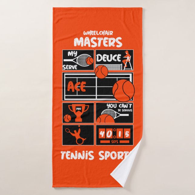 Tennisspieler mit Rollstuhl Badehandtuch (Badehandtuch)