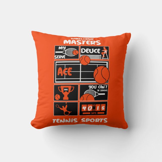 Tennisspieler mit Rollstuhl Kissen (Vorderseite)