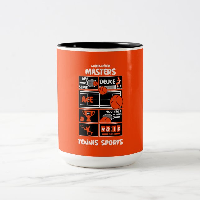 Tennisspieler mit Rollstuhl Zweifarbige Tasse (Mittel)