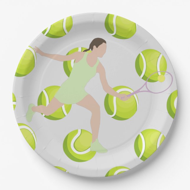 Tennisspieler mit Teller aus Ballett und Schlägerp (Vorderseite)
