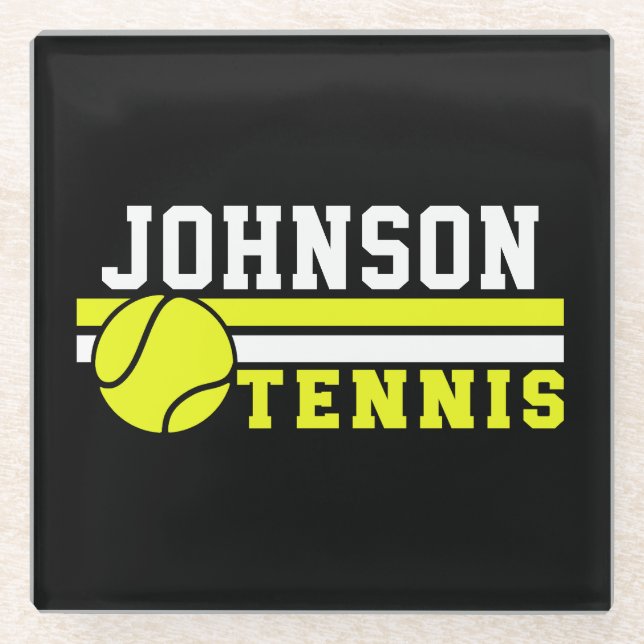 Tennisspieler NAME Ball Game Court Personalisiert Glasuntersetzer (Vorderseite)