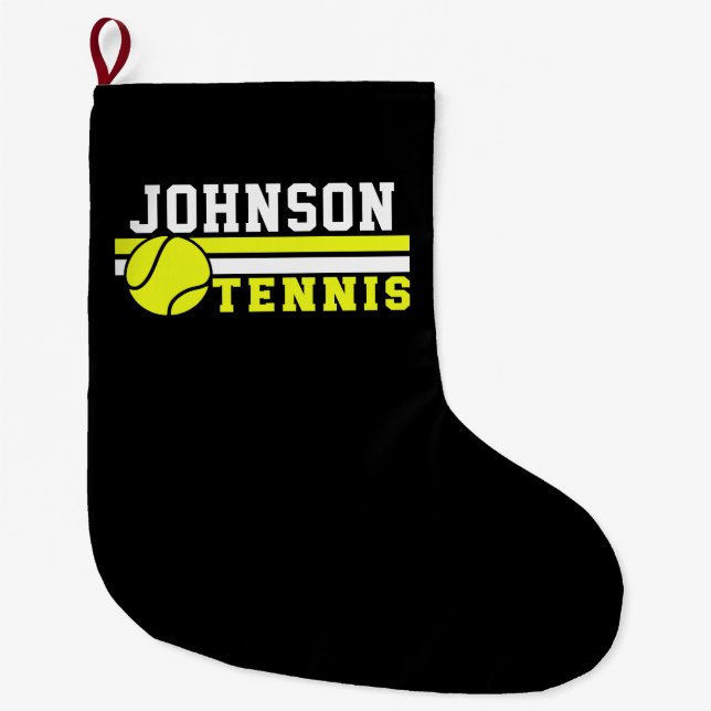 Tennisspieler NAME Ball Game Court Personalisiert Großer Weihnachtsstrumpf (Vorderseite)