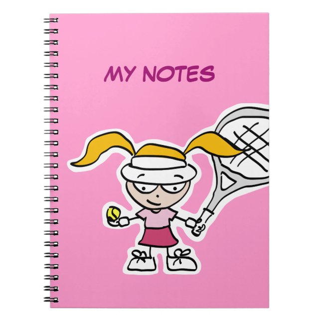 Tennisspieler-Notebook mit individualisierbarer Ab Notizblock (Vorderseite)