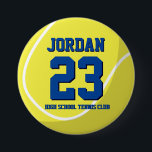 Tennisspieler Nummer Sportteam Button<br><div class="desc">Ein perfektes Button für Sportfans,  Sportler,  Spieler,  Trainer oder Kapitän der Tennismannschaft. Sie können die Formulierung so anpassen,  dass sie jedem Event mit diesem Sportthema gerecht wird,  sei es Geburtstag,  Meisterschaftsfeier oder Party.</div>