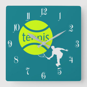 Tennisspieler Quadratische Wanduhr