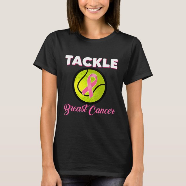 Tennisspieler Rosa Ribbon Brustkrebs T-Shirt (Vorderseite)
