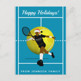 Tennisspieler Santa Court & Ball Familienurlaub Postkarte