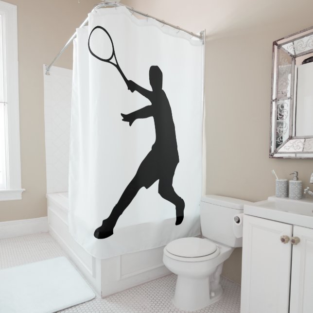 Tennisspieler Silhouette Duschvorhang (Beispiel)