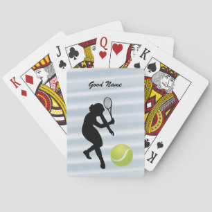 Tennisspieler-Silhouette und Ball personalisieren Spielkarten