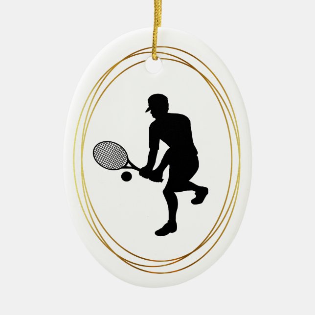 Tennisspieler Silhouette Weihnachts-Ornament Keramik Ornament (Vorne)
