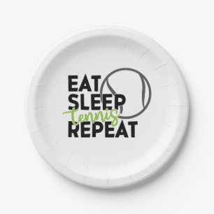 Tennisspieler Sleep Tennis essen Wiederholung Pappteller