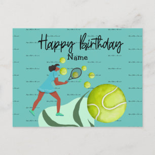 Tennisspieler spielt Happy Birthday Grußkarte Postkarte