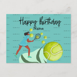 Tennisspieler spielt Happy Birthday Postkarte
