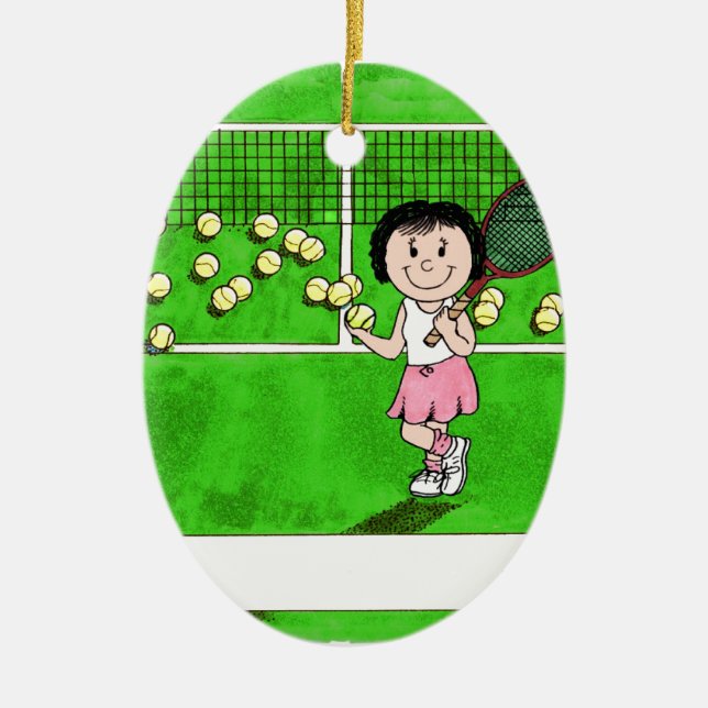Tennisspieler, Weibliche - Geschenk für Personalis Keramik Ornament (Vorne)