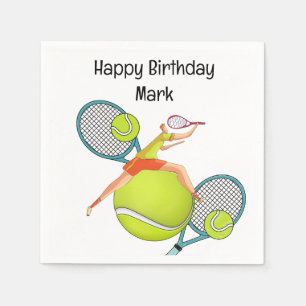 Tennisspieler zum Geburtstag Serviette