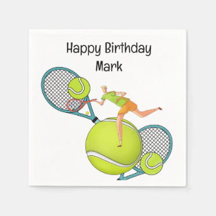 Tennisspieler zum Geburtstag Serviette