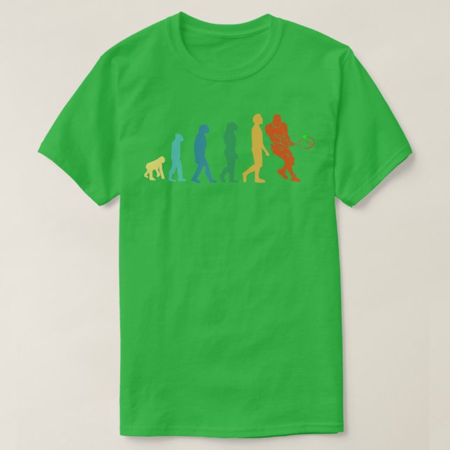 Tennisspielergeschenk Retro Evolution Tennis T-Shirt (Design vorne)