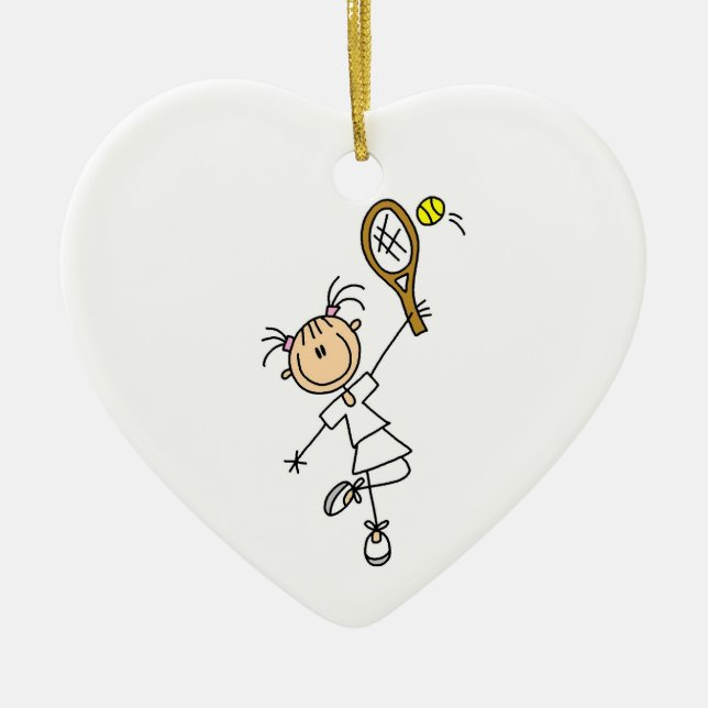 Tennisspielerin für Strichmännchen Keramikornament (Vorne)