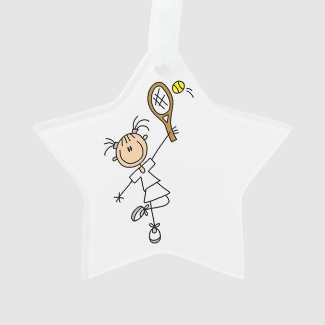 Tennisspielerin für Strichmännchen Ornament (Rückseite)