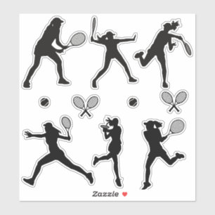 Tennisspielerin in Schwarz-Weiß Aufkleber