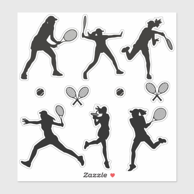 Tennisspielerin in Schwarz-Weiß Aufkleber (Blatt)