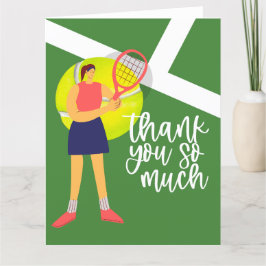Tennisspielerin mit Dankeschön Wort Dankeskarte
