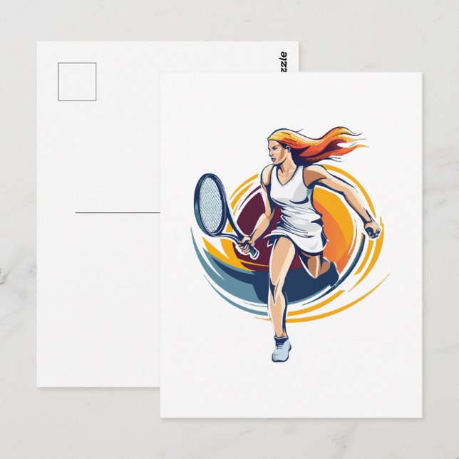Tennisspielerin Postkarte (Vorne/Hinten)