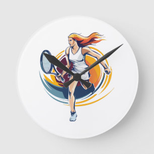 Tennisspielerin Runde Wanduhr
