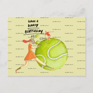 Tennisspielerin spielt Happy Birthday Postkarte