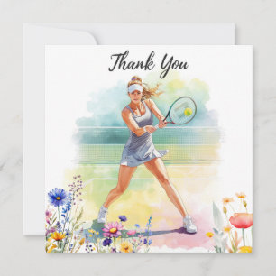 Tennisspielerin spielt Tennis Dankeskarte