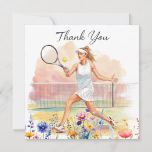 Tennisspielerin spielt Tennis Dankeskarte