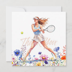 Tennisspielerin spielt Tennis Dankeskarte